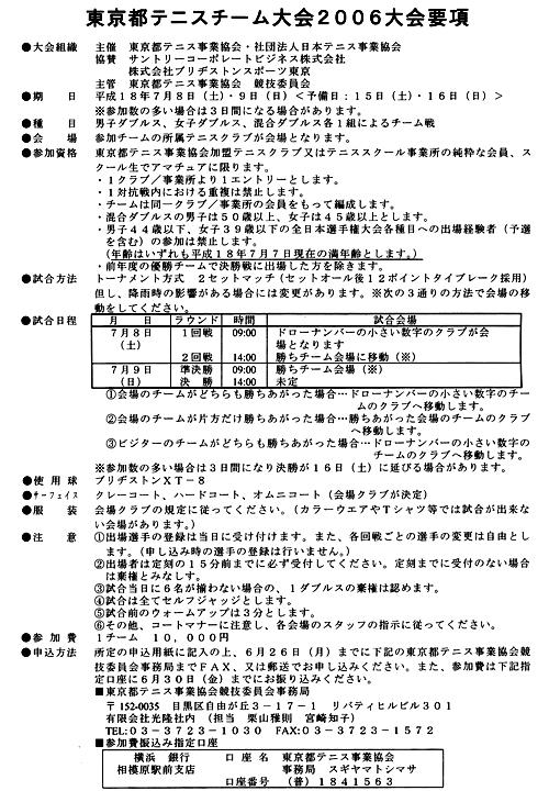 東京大会　開催要項